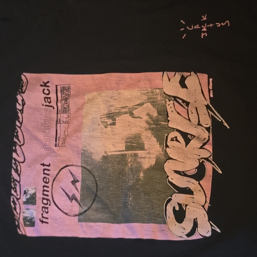 Cactus Jack X Fragment Black and Pink Graphic Tee
